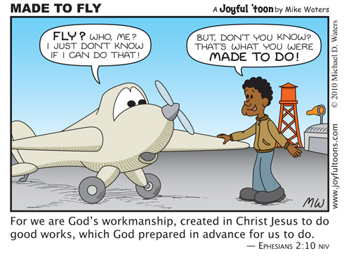 The revised "Made to Fly" cartoon
